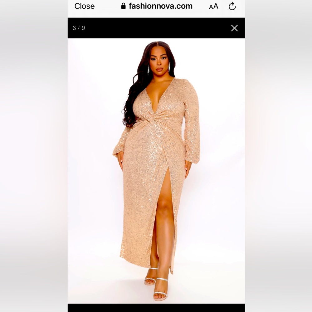 Formal sequins dress fashion nova champagne gold